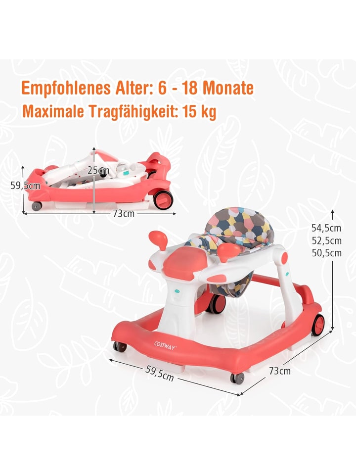 COSTWAY 2-in-1 Lauflernhilfe 6-18 Monate in Orange günstig kaufen onesize