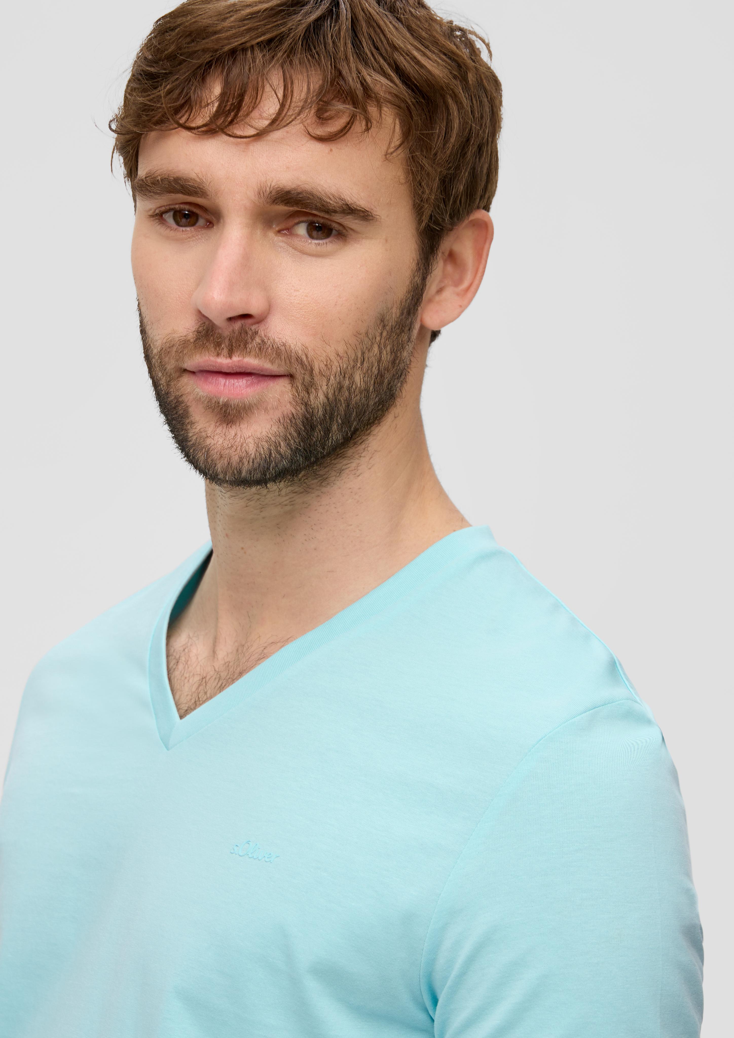 Baumwollshirt mit V-Ausschnitt  2143913-6040