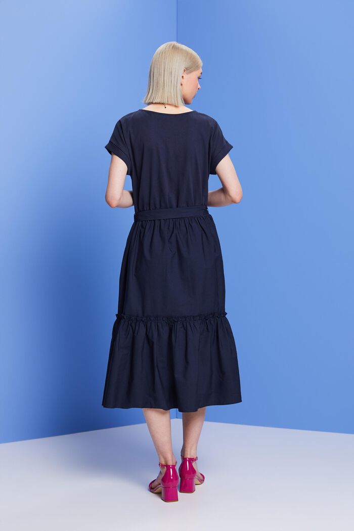 Midikleid aus Materialmix, 100 % Baumwolle