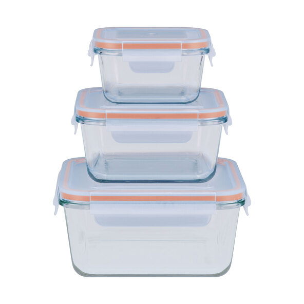 Glas-Frischhaltedosen-Set, orange