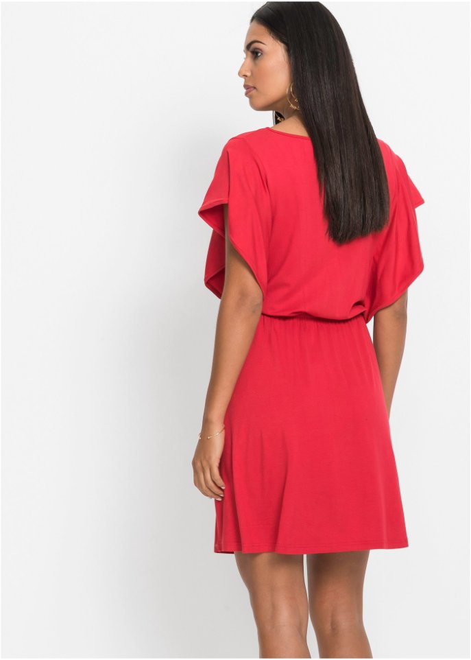 Jerseykleid mit Volant-Ärmeln
