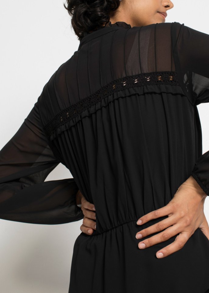 Langes Chiffonkleid mit Volants