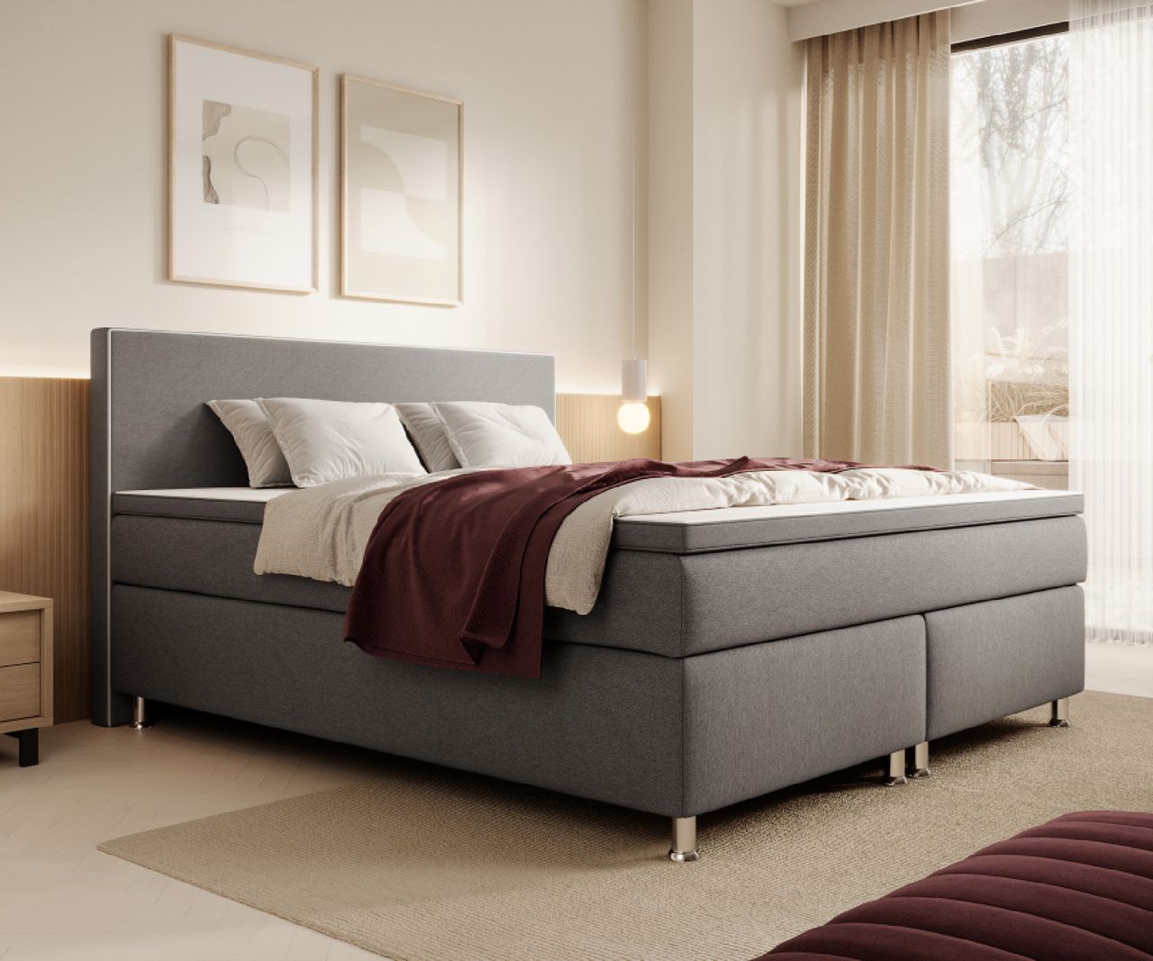 IHG Boxspringbett Gent 180x200cm Grau TFK