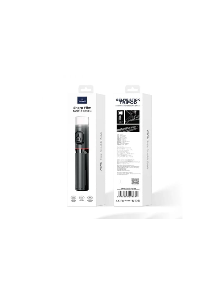 WIWU WiWU - Selfie Stick Wi-SE003 mit Stativfunktion und LED-Licht in Schwarz günstig kaufen onesize