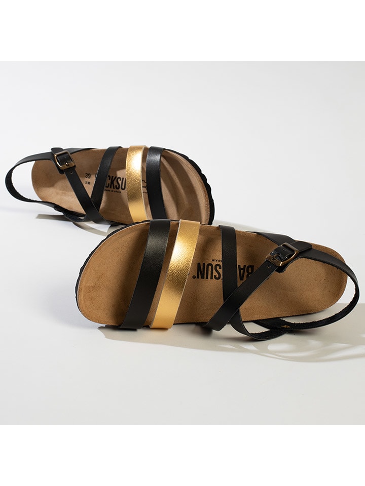 BACKSUN Sandalen in Schwarz/ Gold günstig kaufen