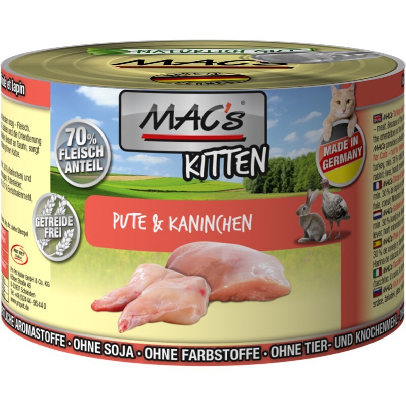 MAC's Nassfutter MAC's Kitten Pute & Kaninchen 6 x 200g