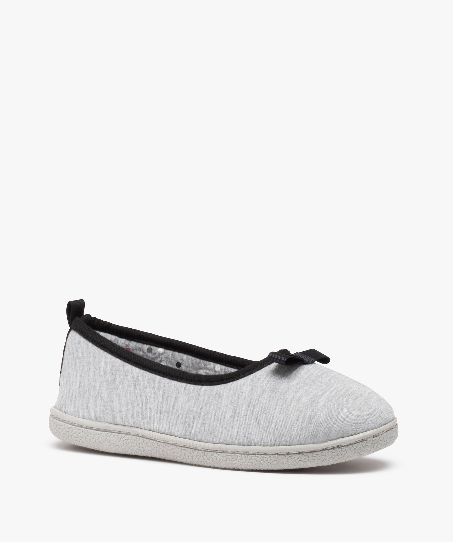 Chaussons femme ballerines en jersey à bord contrastant gris | GEMO