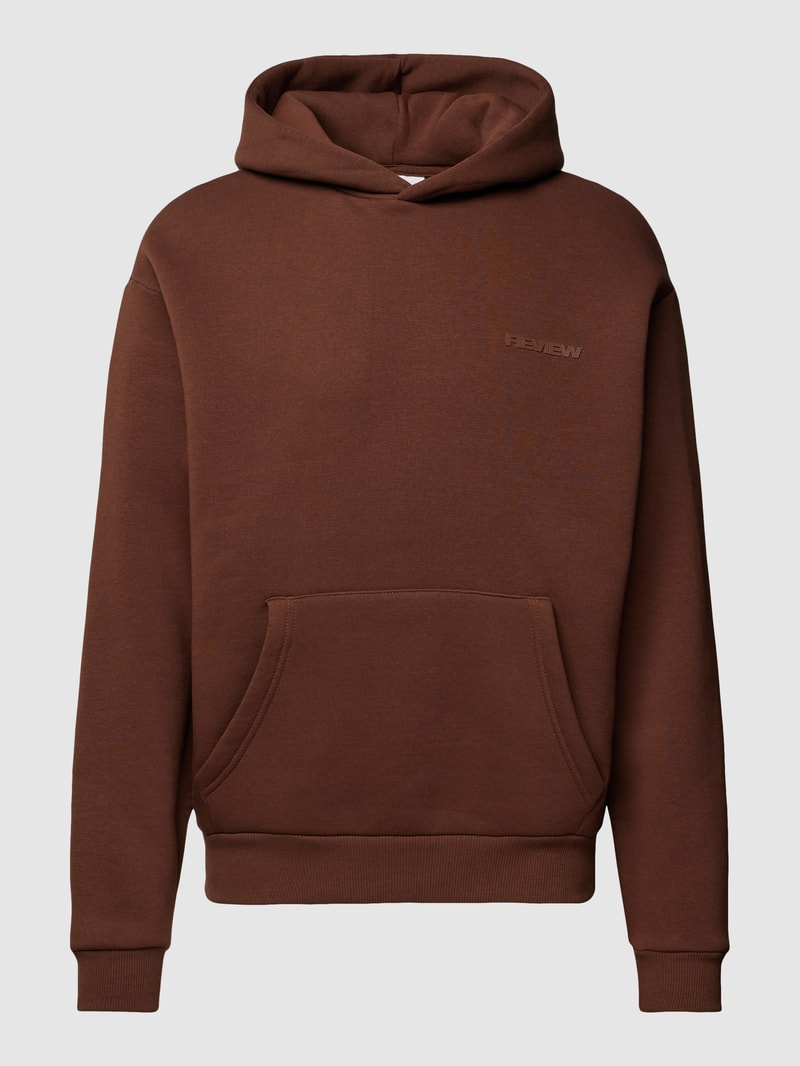 Hoodie mit Label-Print in dunkelbraun