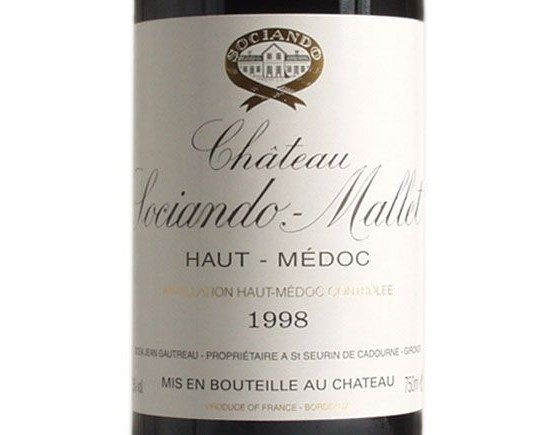 Château Sociando-Mallet Rouge 1998 Bordeaux Haut-Médoc