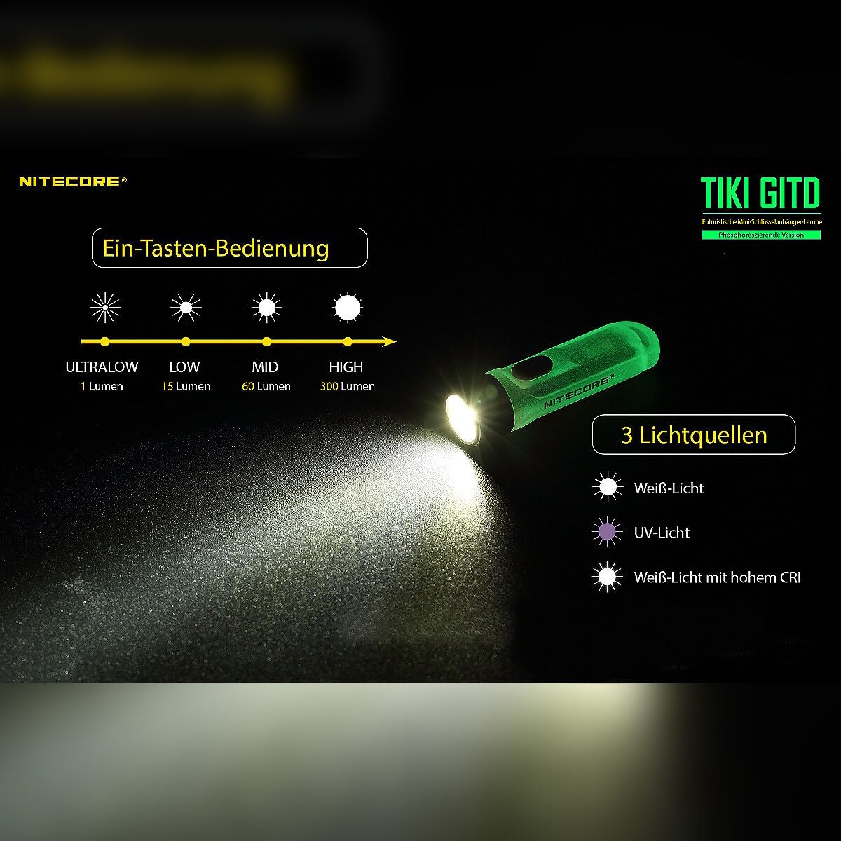LED Lampe TIKI GTID - Glow in the dark