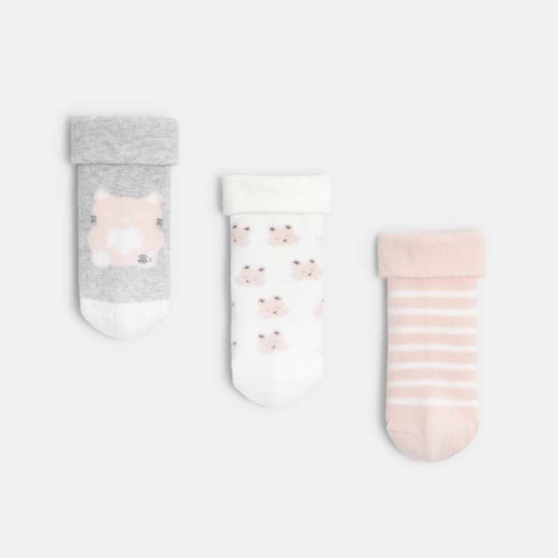 Chaussettes douces (lot de 3) roses naissance