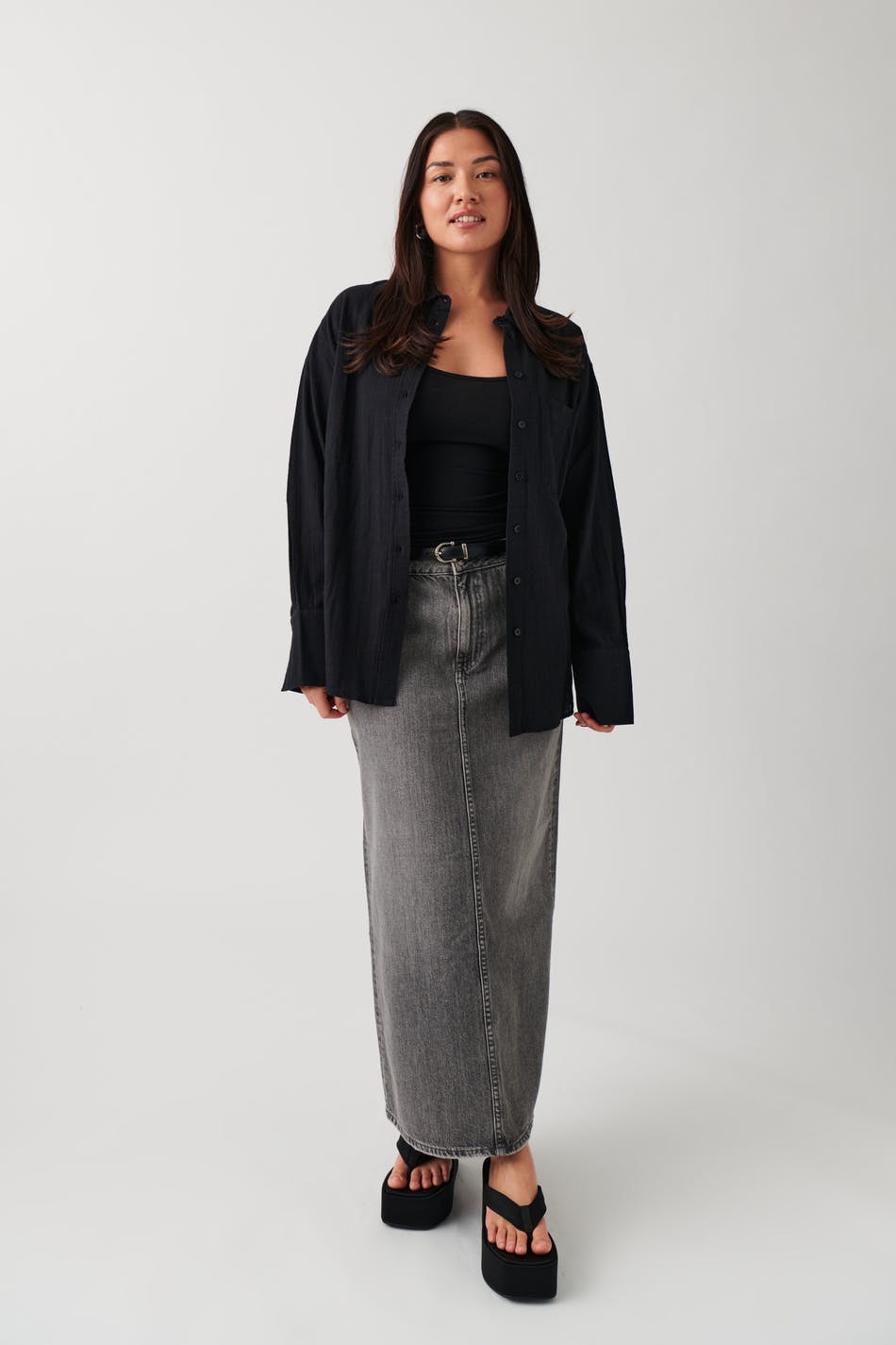 Y2k long denim skirt