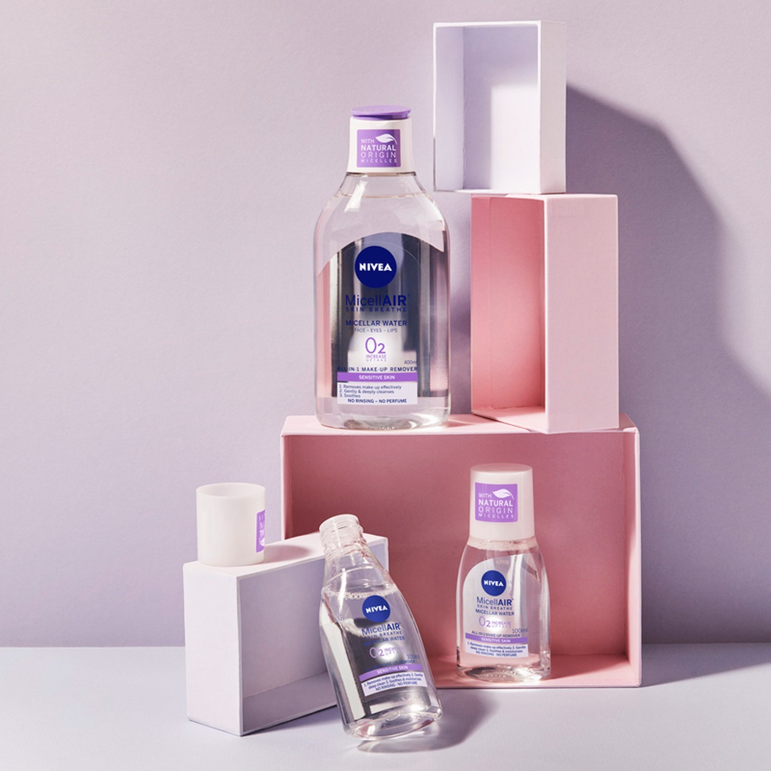 Acqua micellare lenitiva NIVEA per viso, occhi e labbra, senza profumo, formato da viaggio, per pelli sensibili