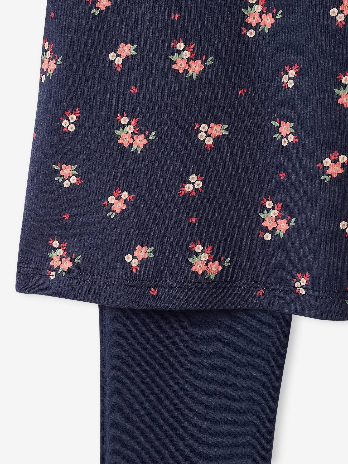 Vertbaudet 2er-Pack Mädchen Nachthemden mit Leggings, Blumen Oeko-Tex - pack rosa/blau
