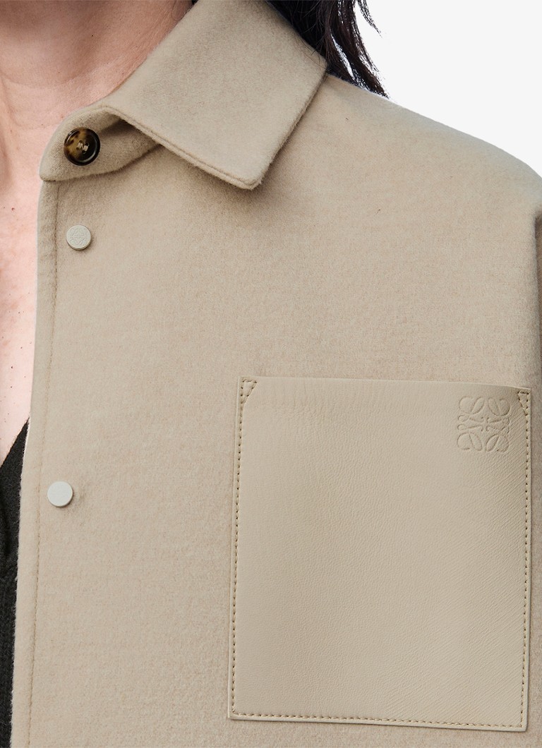 LOEWE Overshirt in cashmere blend with leather detail