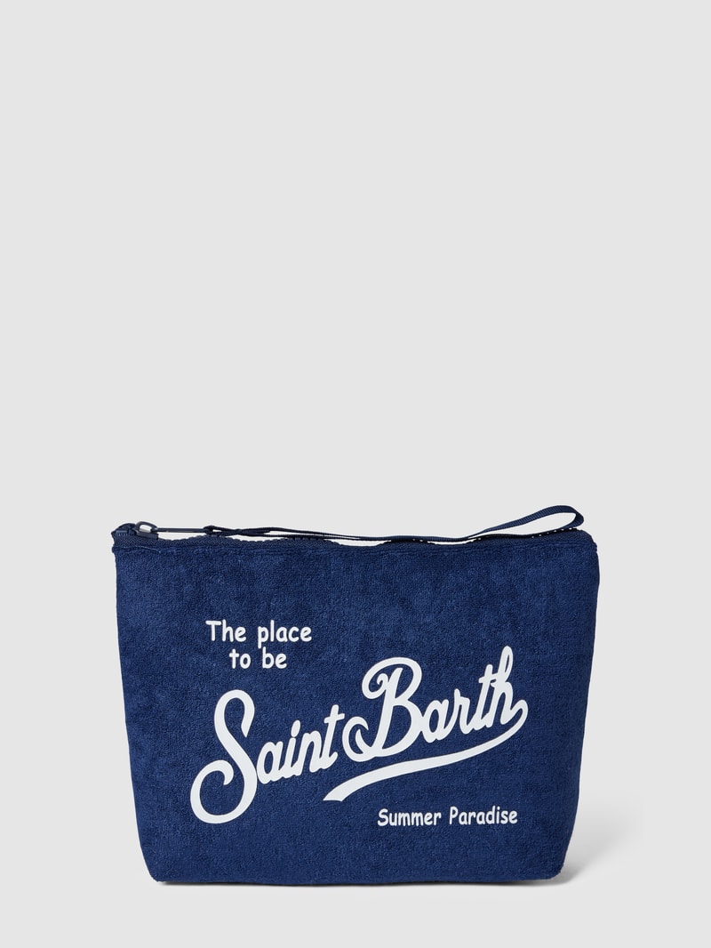 Kulturtasche mit Allover-Muster Modell 'ALINE SPONGE' in marineblau