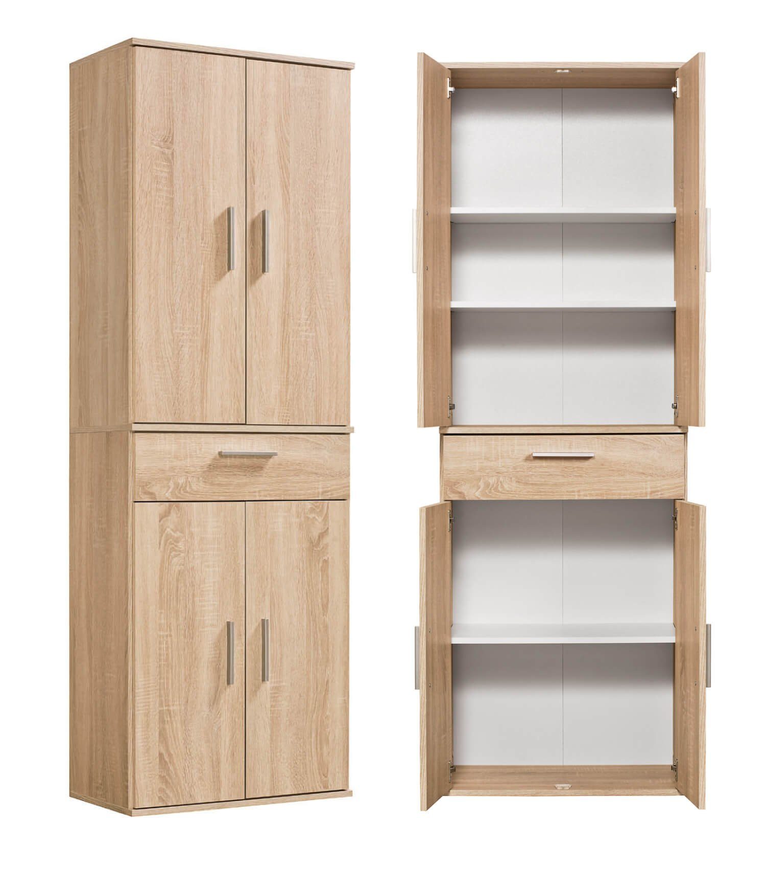 mokebo Mehrzweckschrank Der Praktische (180cm Höhe) Apothekerschrank, Vorratschrank, Schuhschrank, Küchenschrank Braun