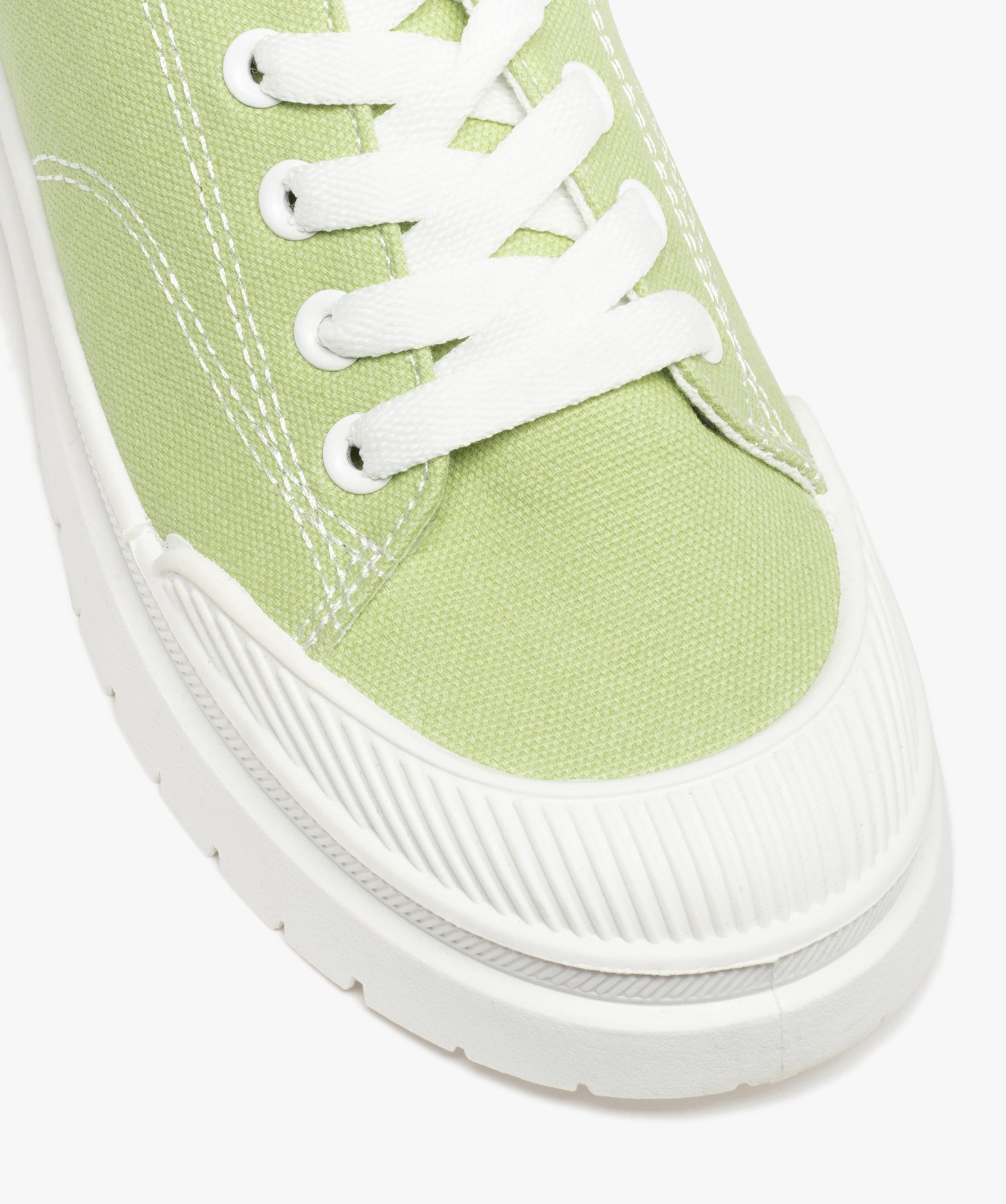 Baskets femme crantées en toile unie – Banana Moon vert | GEMO