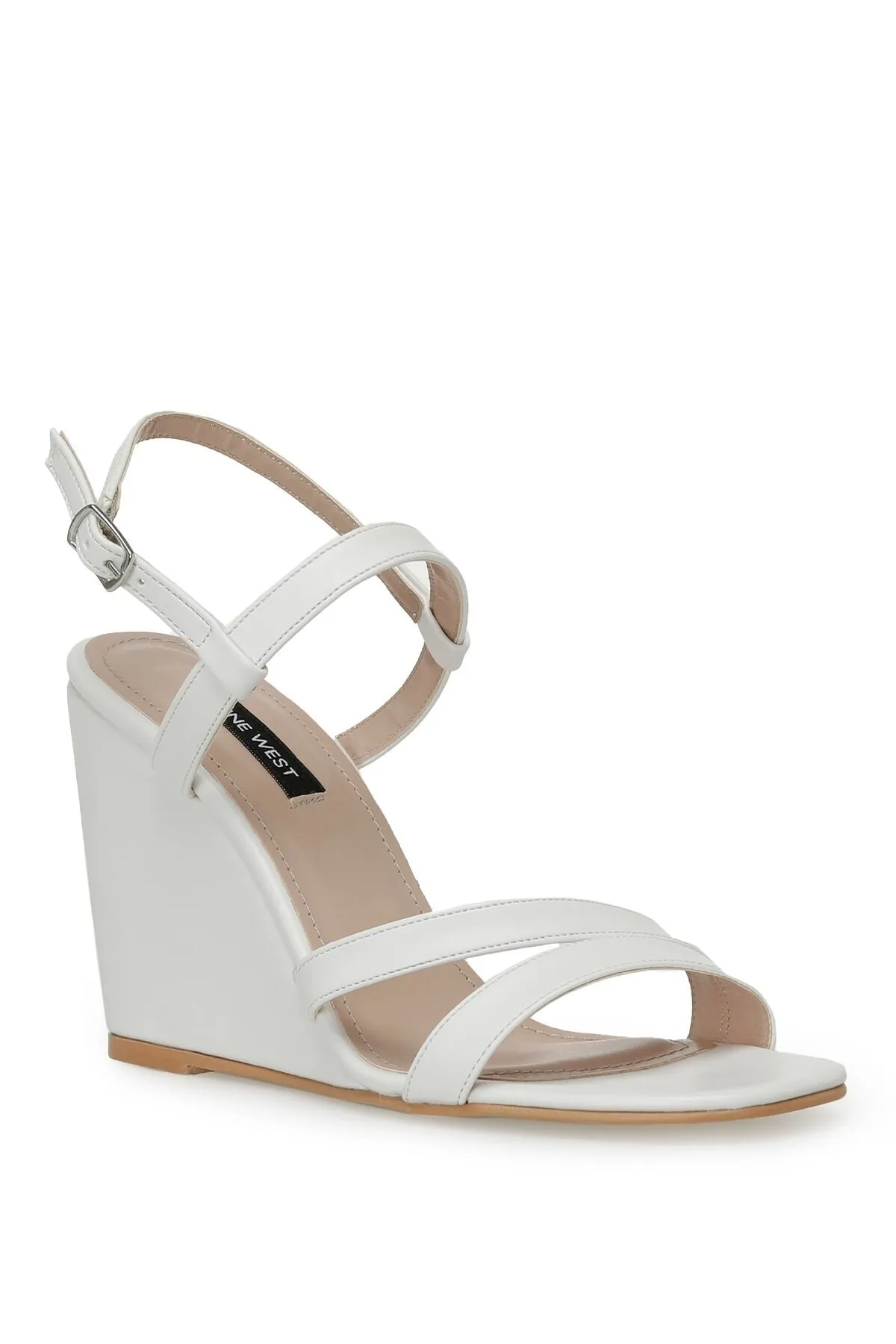 Nine West  MOEX 3FX Weiße Damen-Sandalen mit Keilabsatz