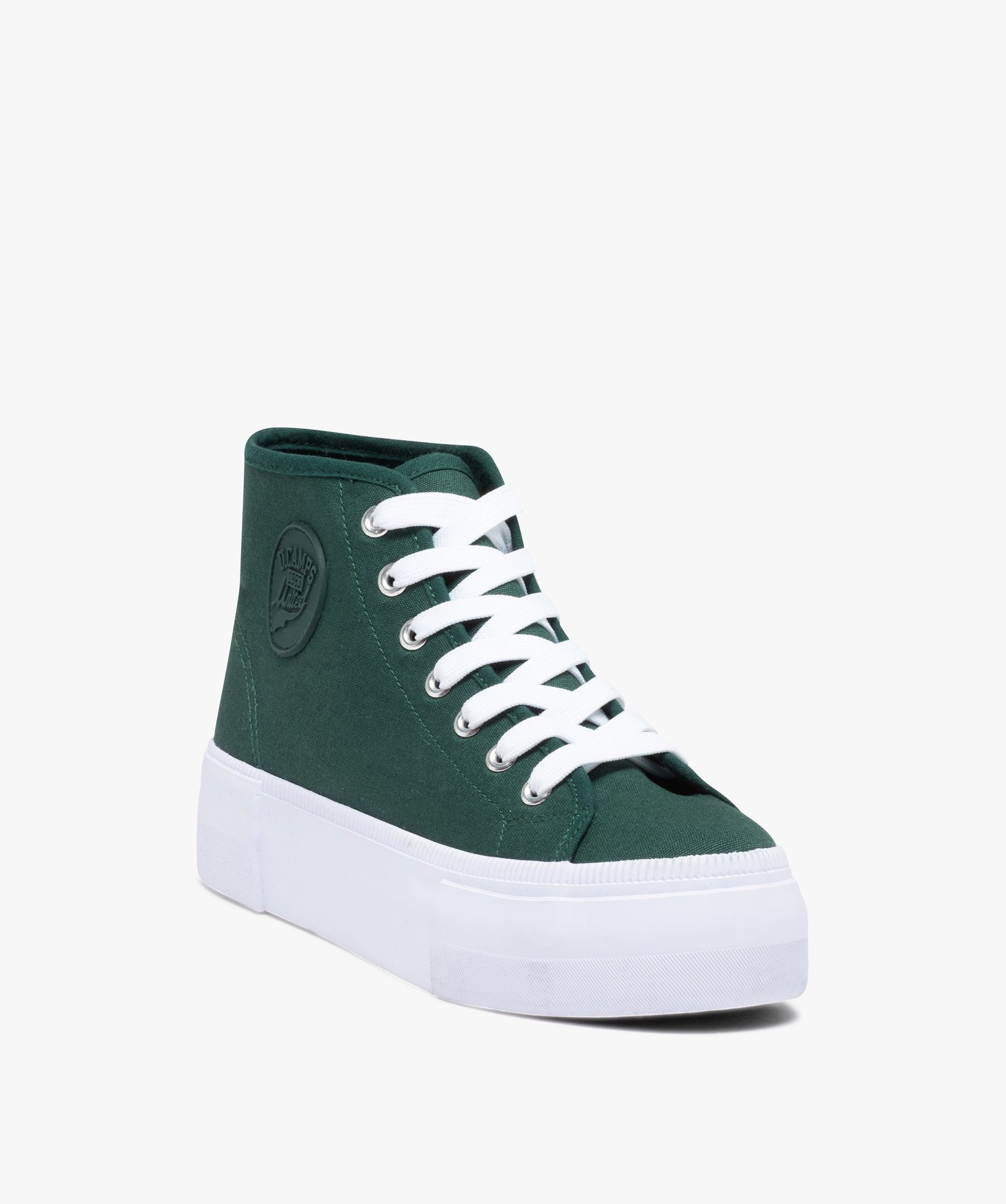 Baskets femme montantes en toile unie – Camps United vert | GEMO