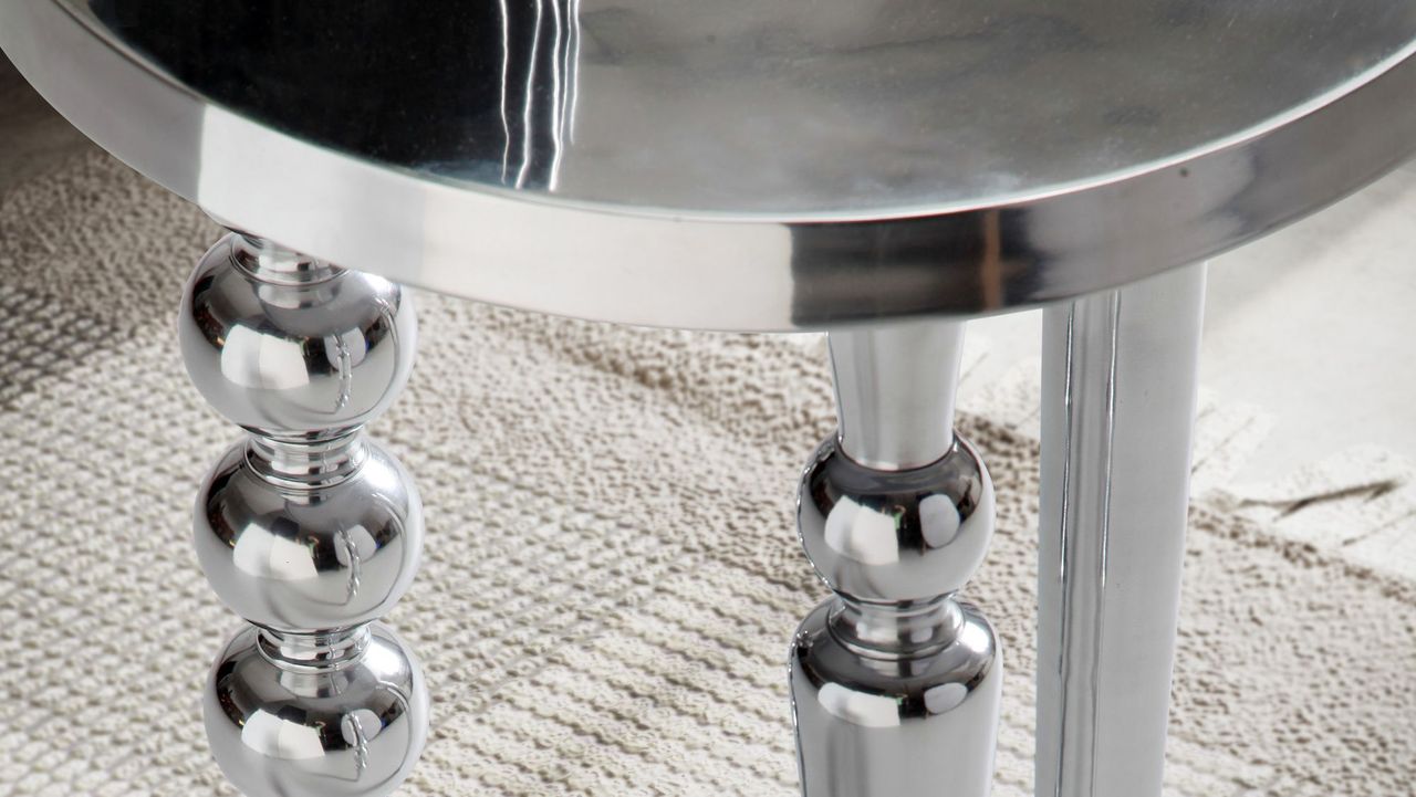 Wohnling Beistelltisch Metall Silber Sofatisch 44x44x63 cm Wohnzimmertisch Rund Abstelltisch Alu