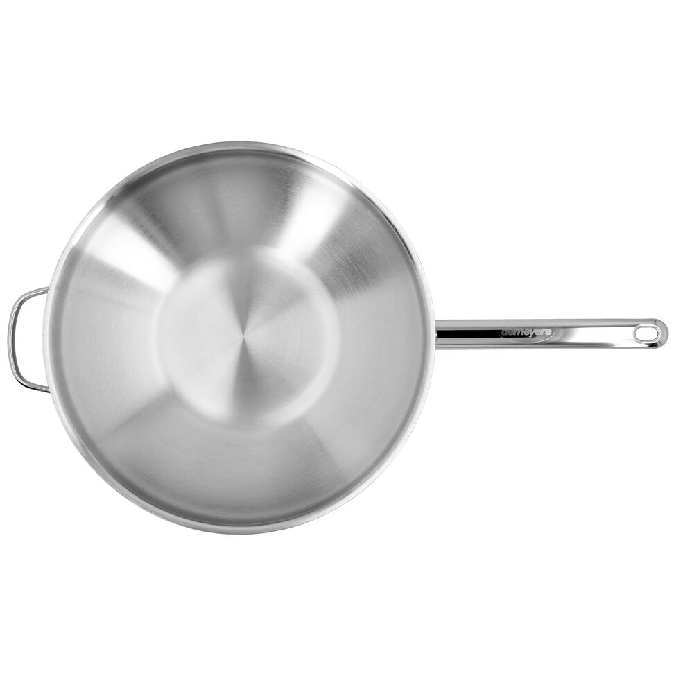 Wok flacher Boden 32 cm, 18/10 Edelstahl