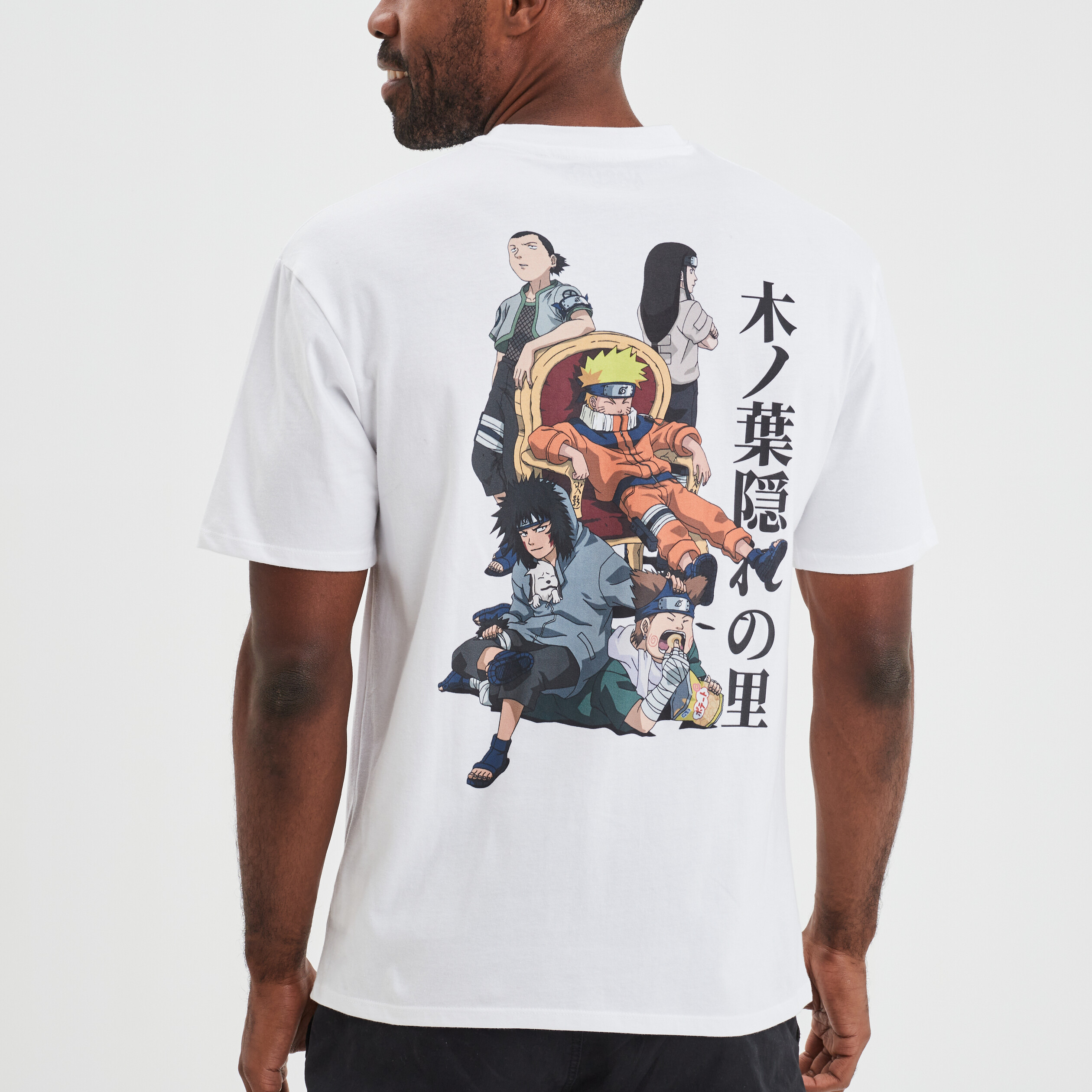 T-shirt col rond manches courtes Naruto blanc homme | La Halle
