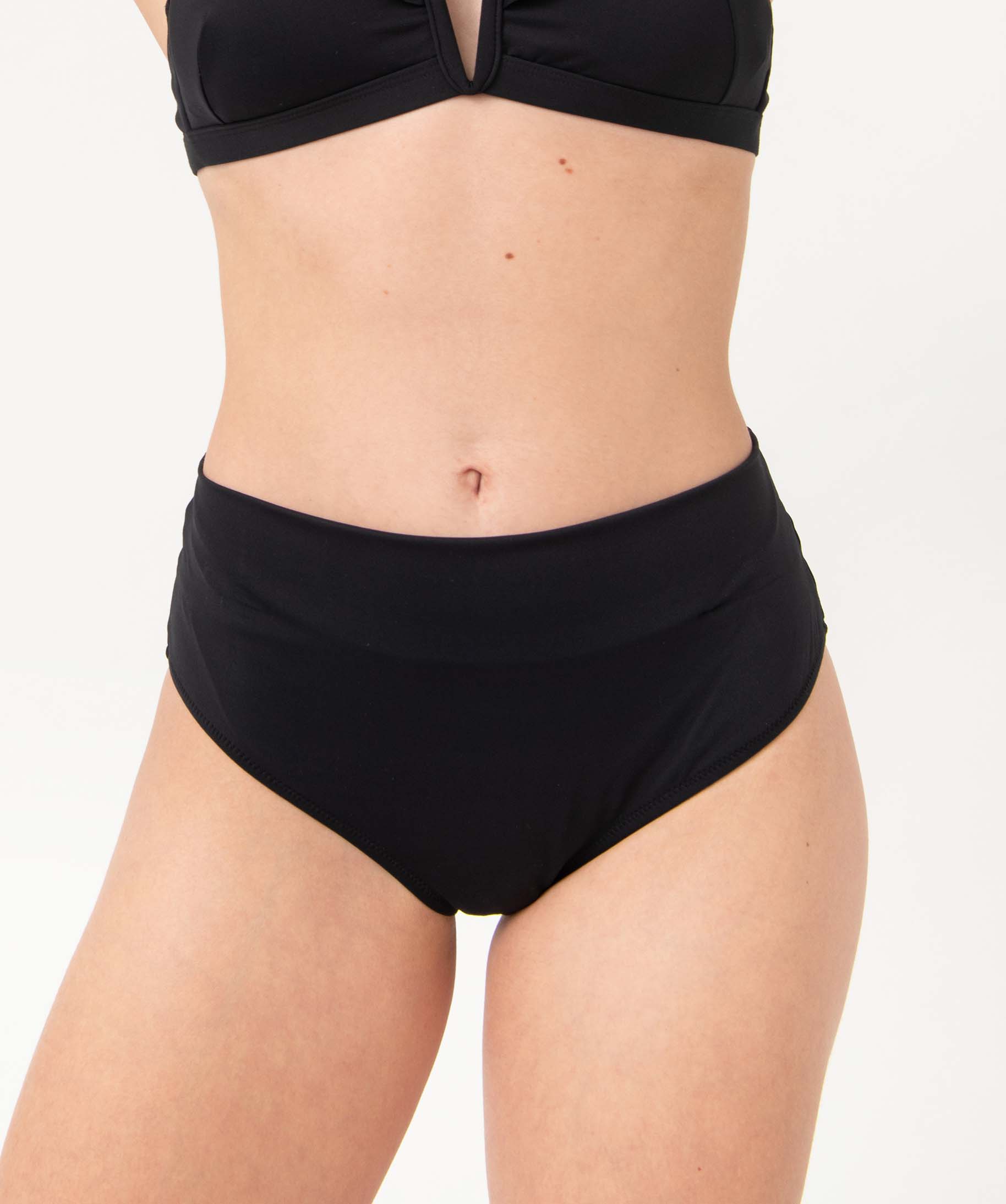 Bas de maillot de bain femme avec revers à la taille noir | GEMO