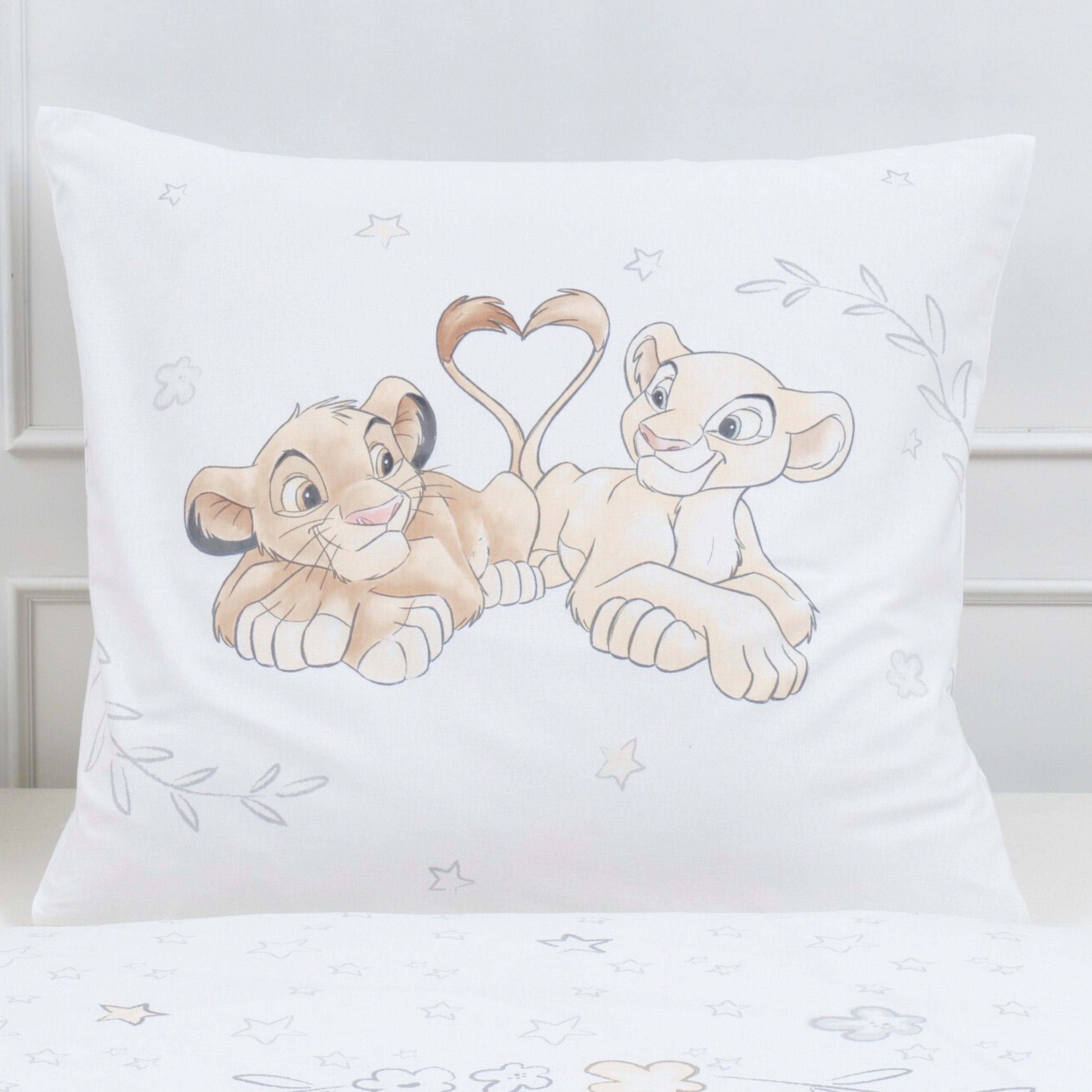 Kinderbettwäsche König der Löwen 135x200 + 80x80 cm, 100 % Baumwolle, MTOnlinehandel, Renforcé, 2 teilig, Simba & Nala Bettwäsche für Kinder und Jugend