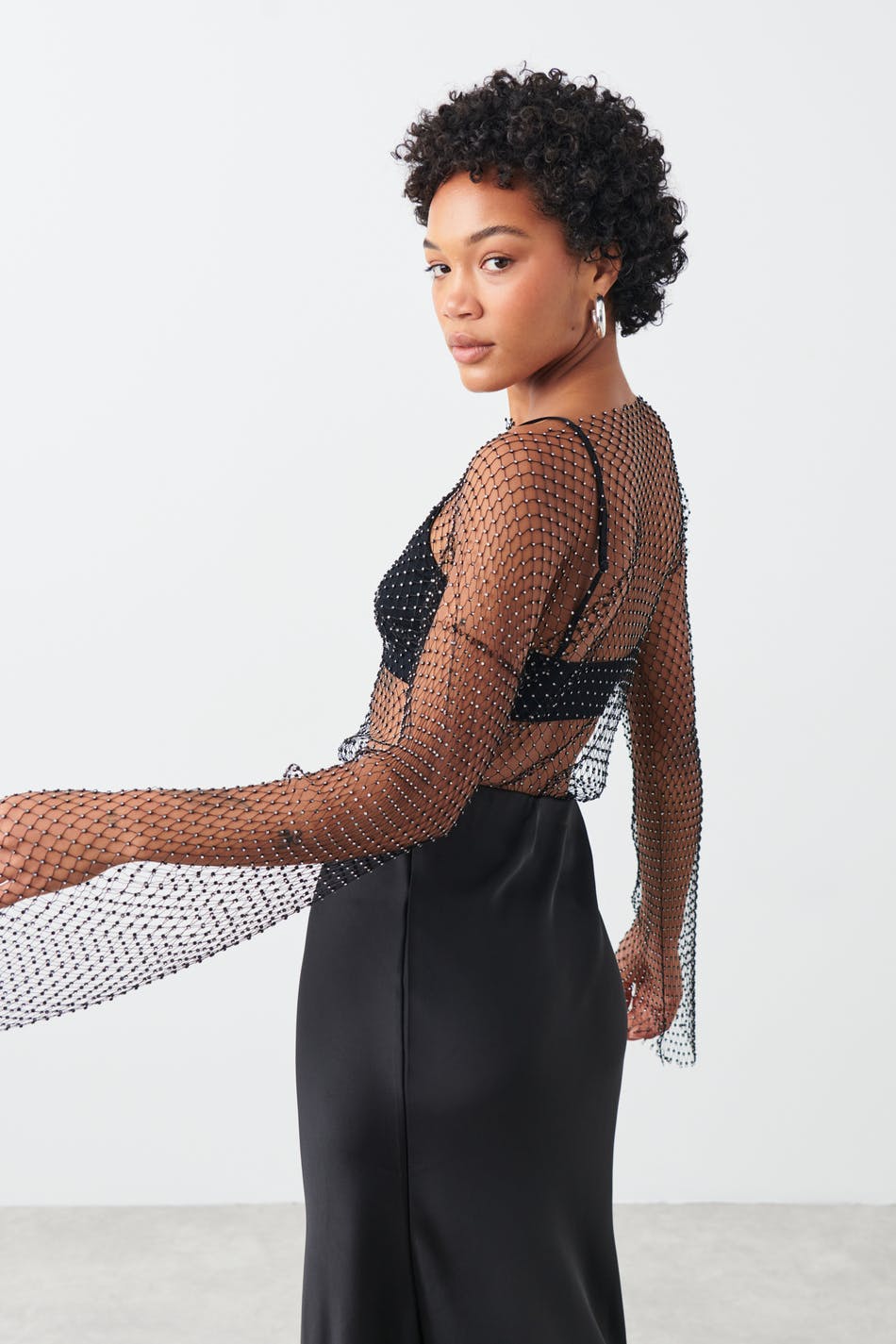 Fishnet rhinestone top