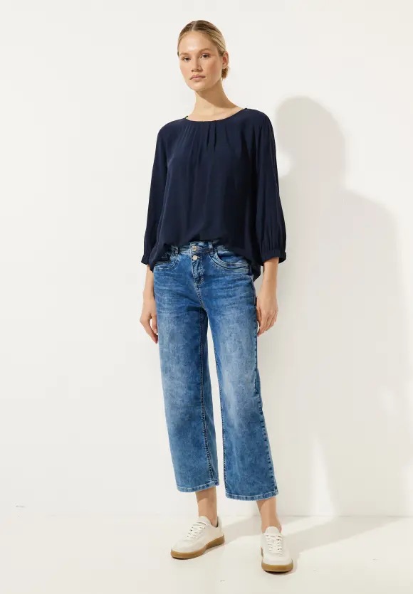 Street One Unifarbene Bluse mit Falten