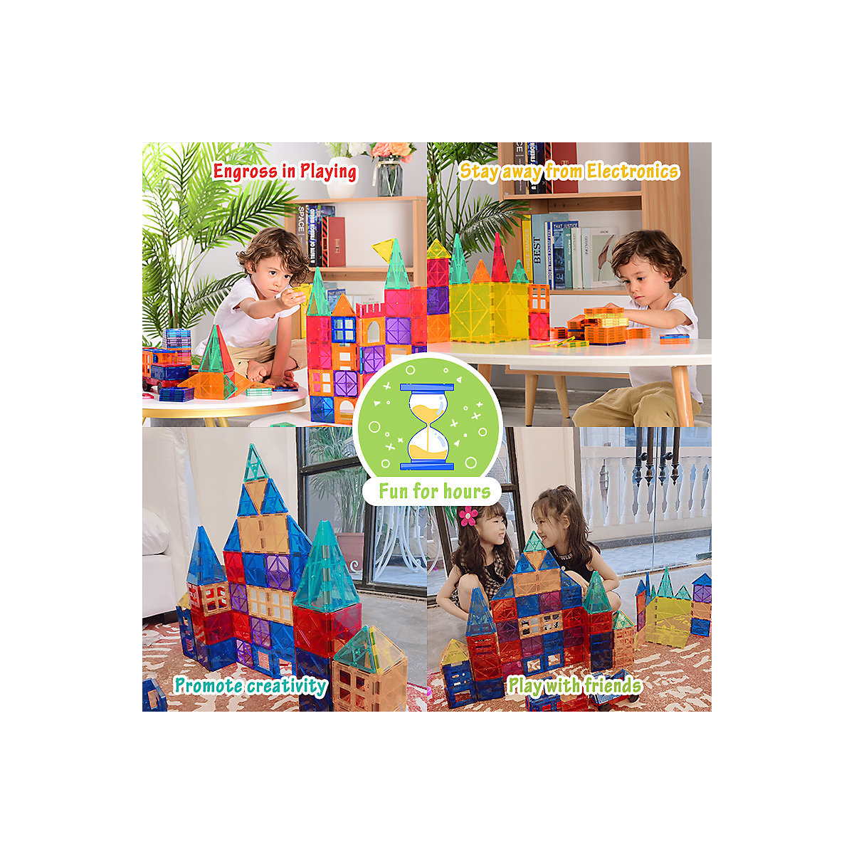 Pädagogisches Farbfenster-Magnetpuzzle für Kinder Bunte magnetische Bausteine Kinderspielzeug