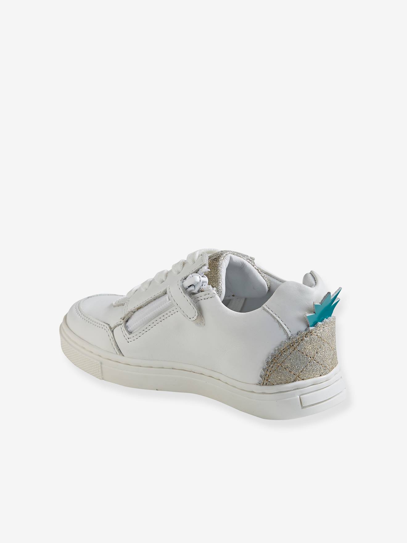 Baskets ananas fille en cuir blanc