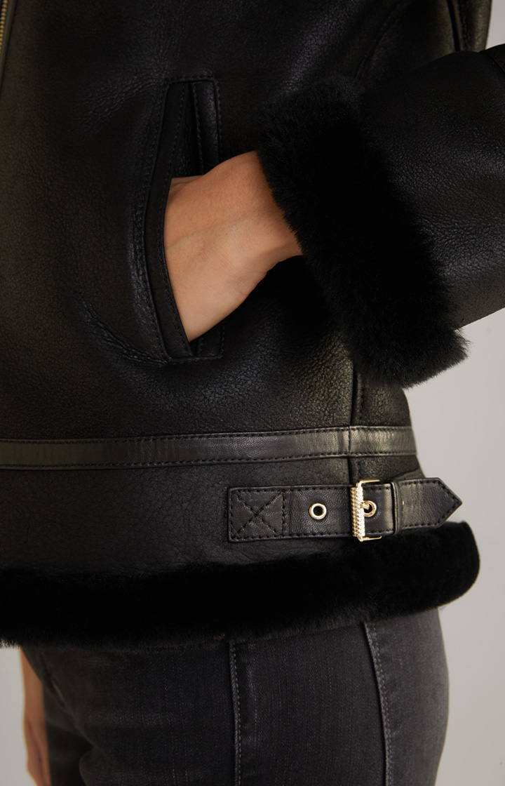 Lammfelljacke in Schwarz
