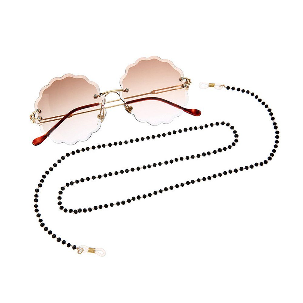 Tian Dee Brillenkette Boho-Perlen-Sonnenbrillenkette, schwarze Kristalle, Brillenkette