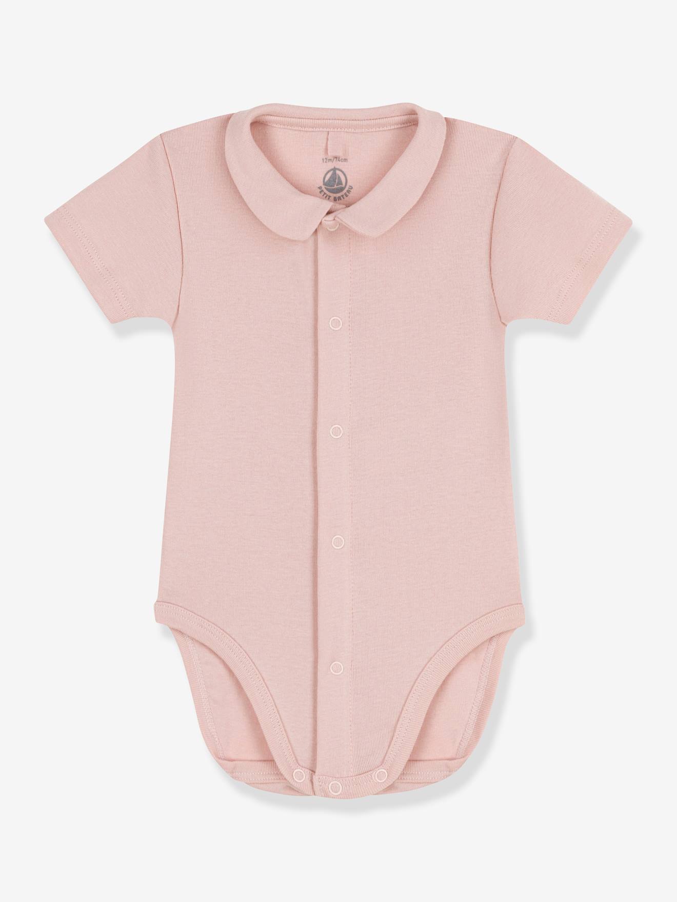 Petit Bateau Baby Kurzarmbody mit Kragen PETIT BATEAU, Bio-Baumwolle - rosa