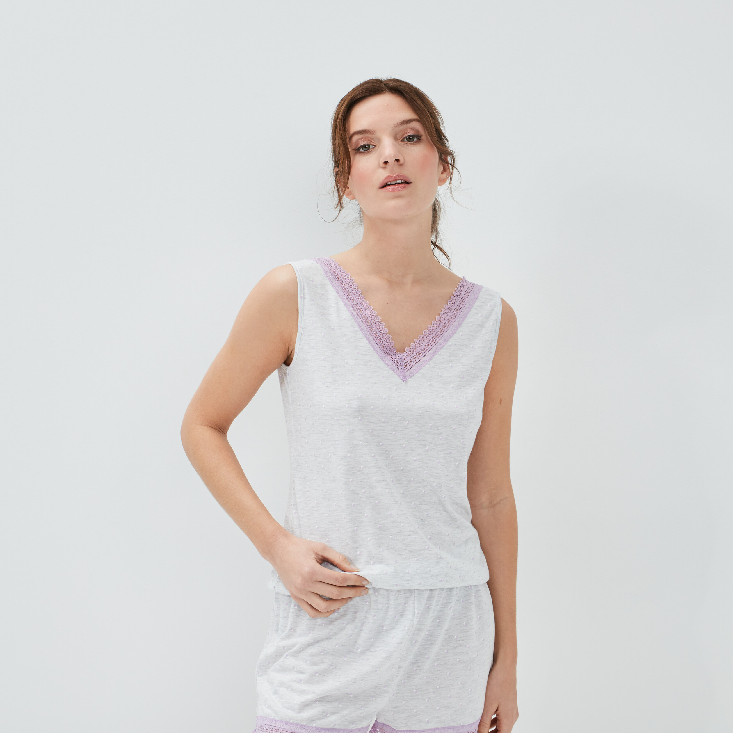 Haut de pyjama débardeur gris clair femme | La Halle