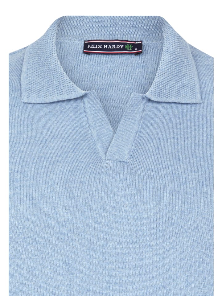Felix Hardy Polo Kragen Langarm Pullover in Blau günstig kaufen
