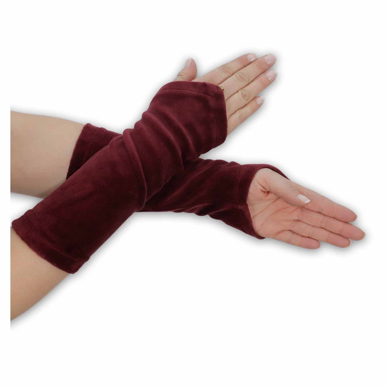 KUNST UND MAGIE Armstulpen Damen Samt Armstulpen Stulpen Handwärmer Handschuhe + Glöckchen Boho