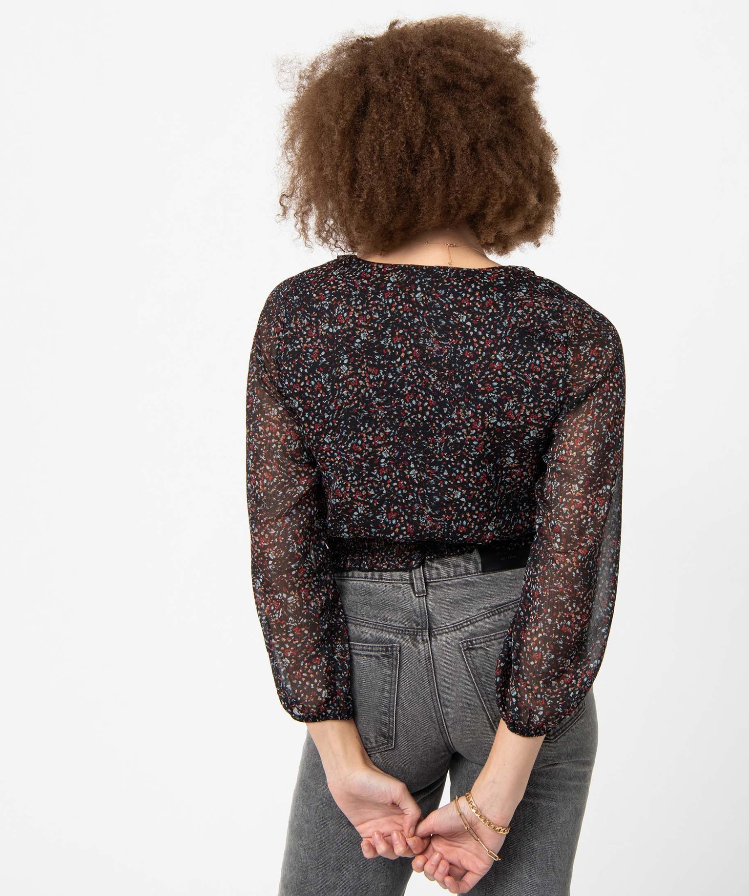 Blouse femme en voile à motifs fleuris imprime | GEMO