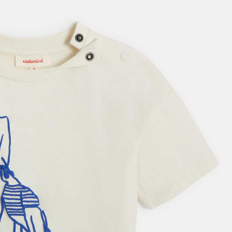 T-shirt bébé garçon écru oiseau surfeur beige Catimini