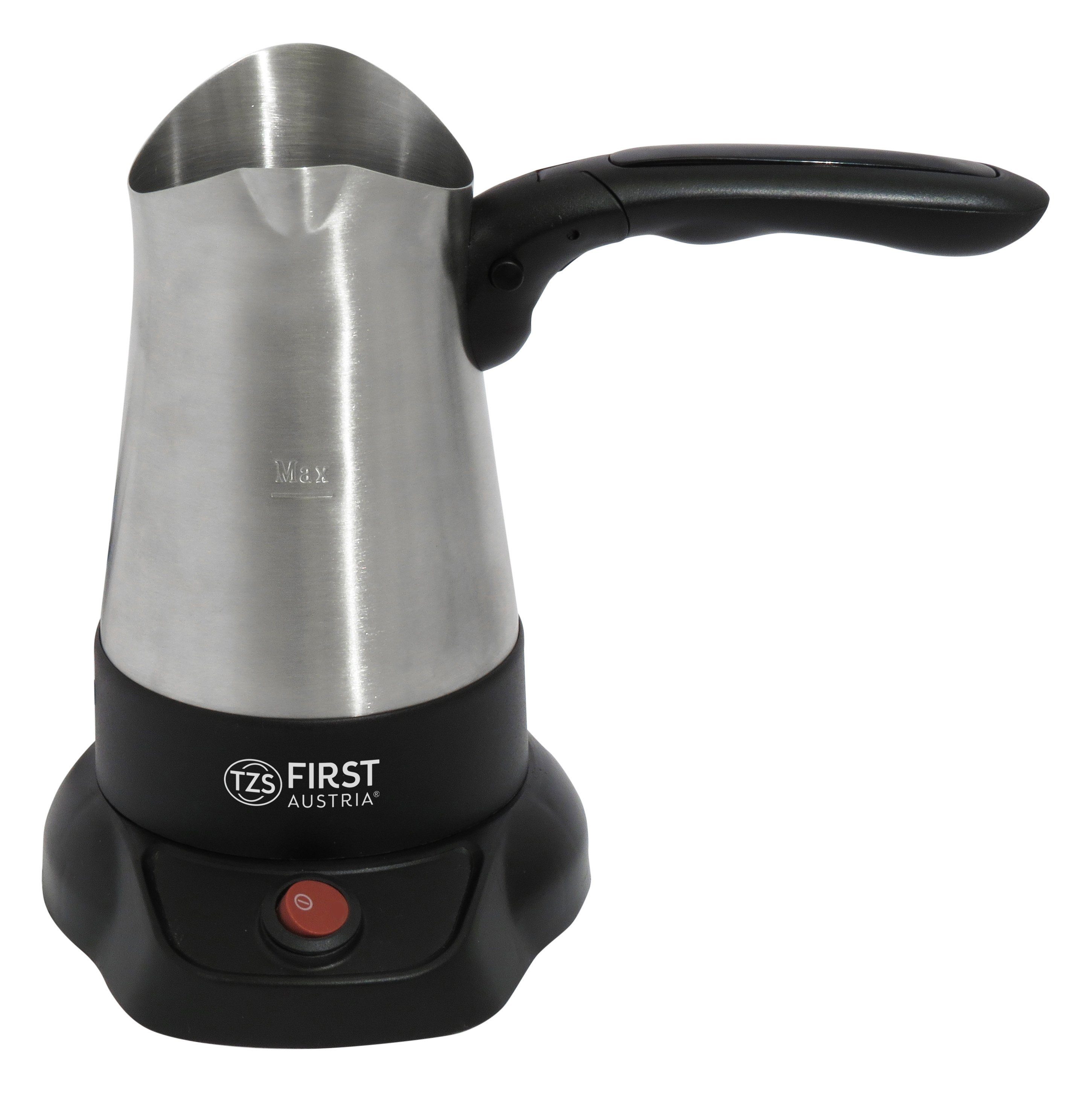 TZS FIRST AUSTRIA Kaffeebereiter Elektrischer Türkischer Kaffeekocher, mit ausklappbarem Handgriff, 350ml, 800W, Mokkakocher, Espressokocher & Wasserkocher, Edelstahl