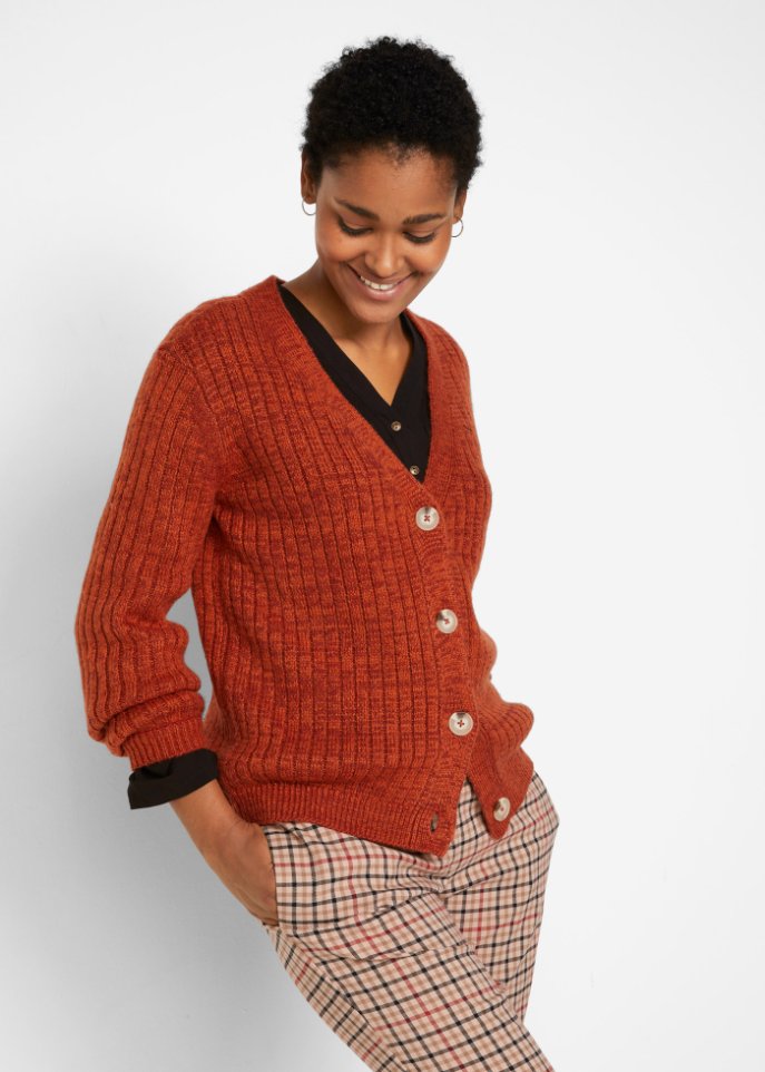 Grobe Strickjacke mit recycelter Baumwolle
