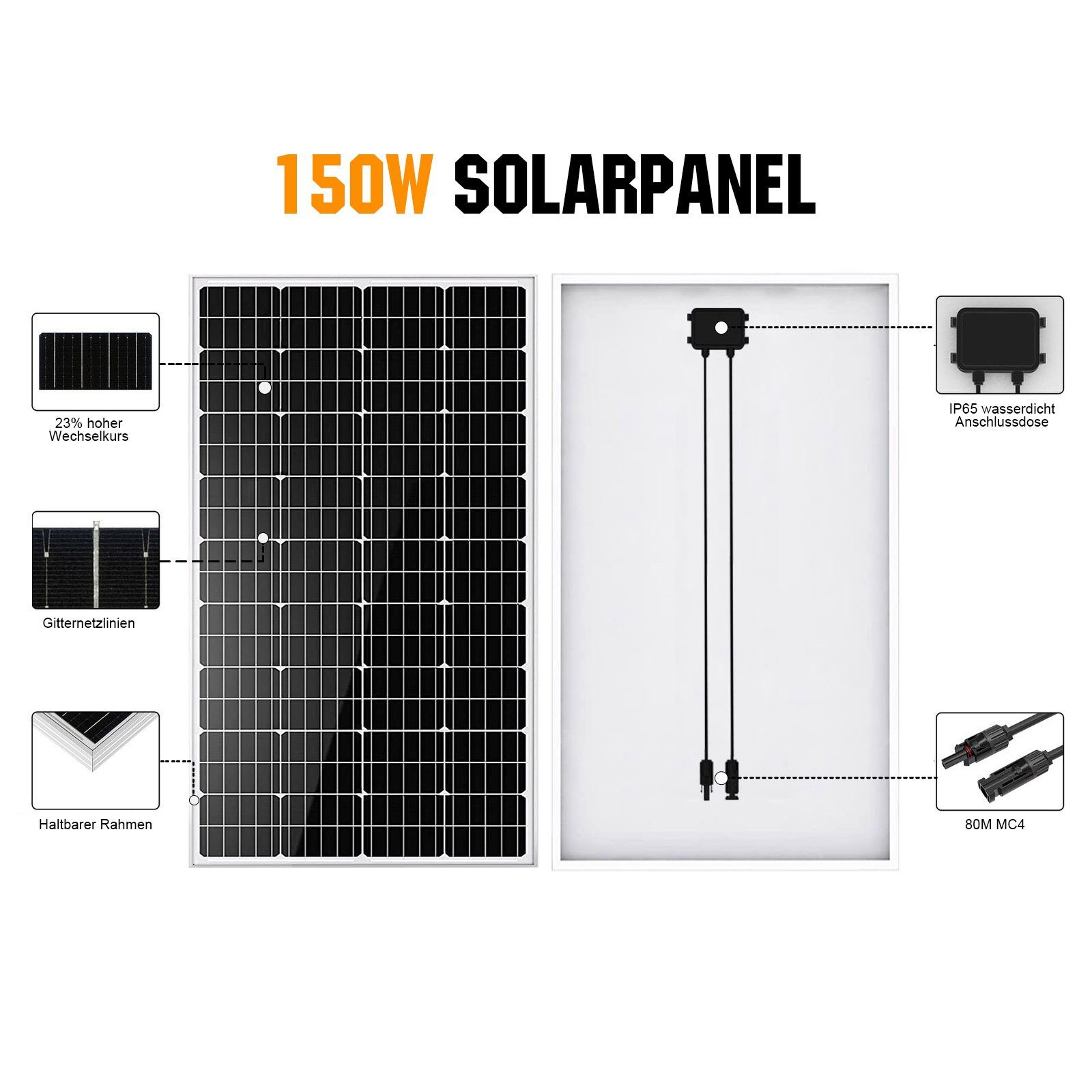 GLIESE Solaranlage 150W 12V Mono Solarmodul für Wohnmobile Boot