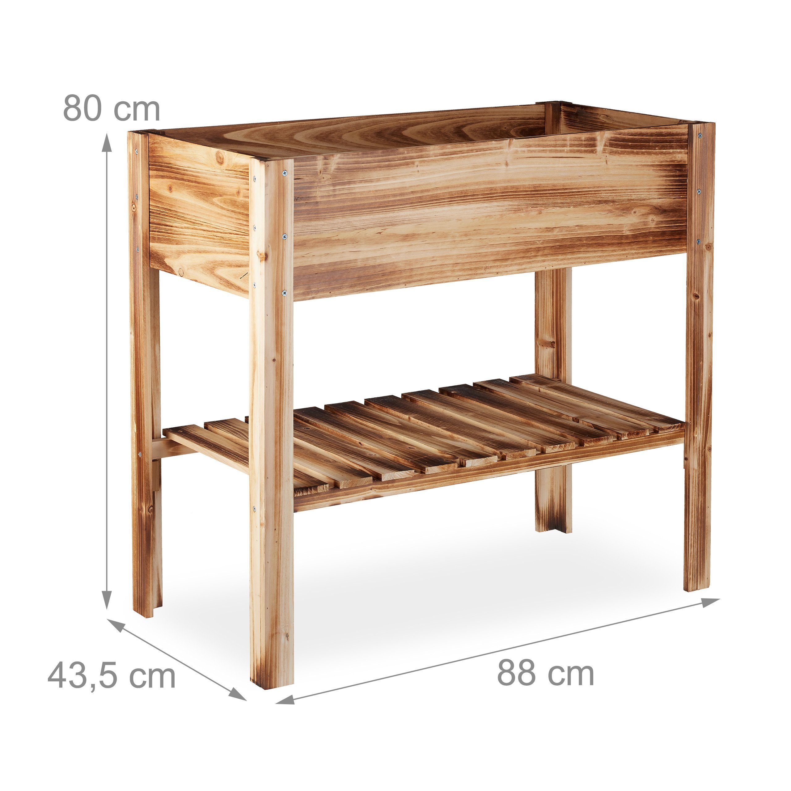 relaxdays Hochbeet Hochbeet Holz geflammt