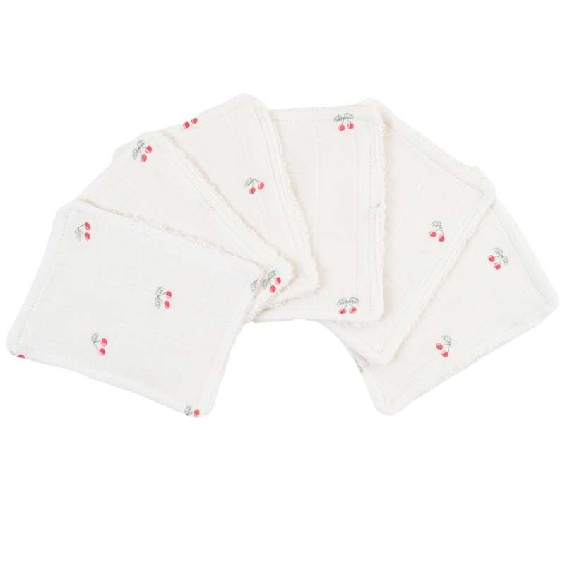 Lot de 12 lingettes lavables Cerise