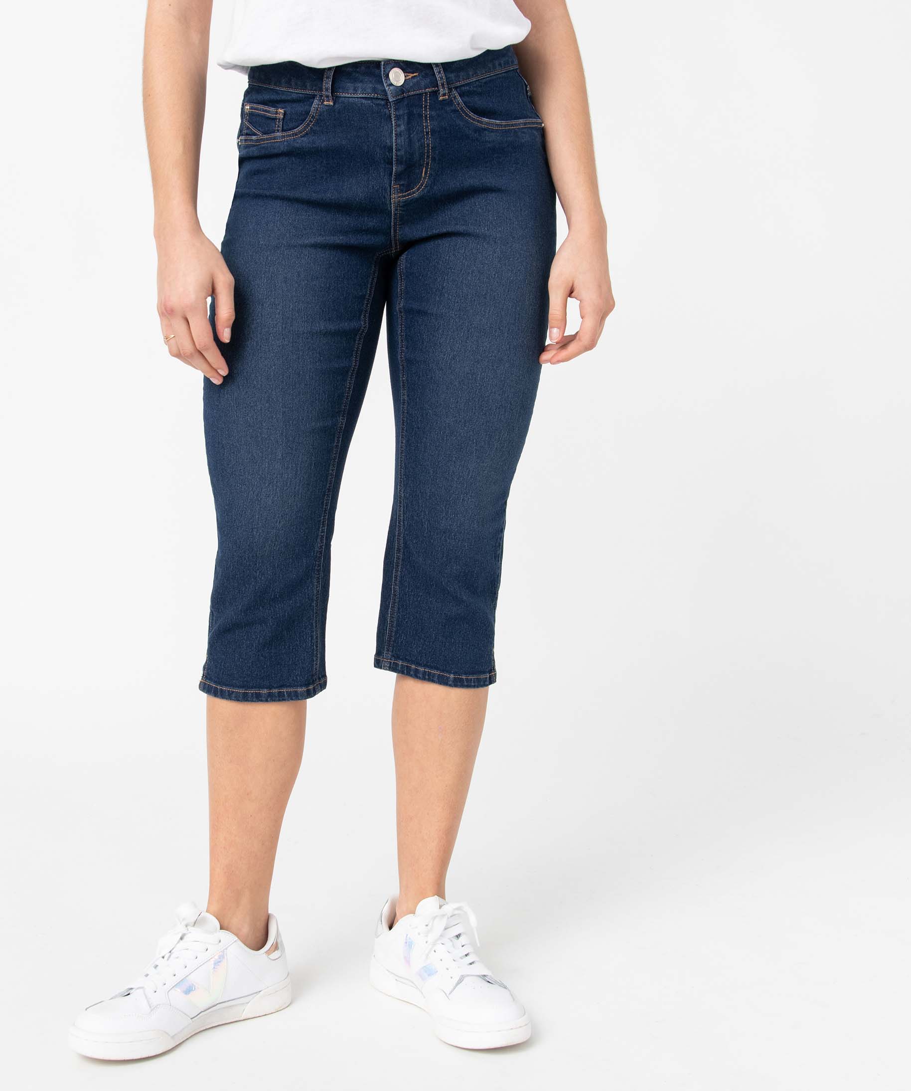 Pantacourt femme en jean coupe Slim brut | GEMO