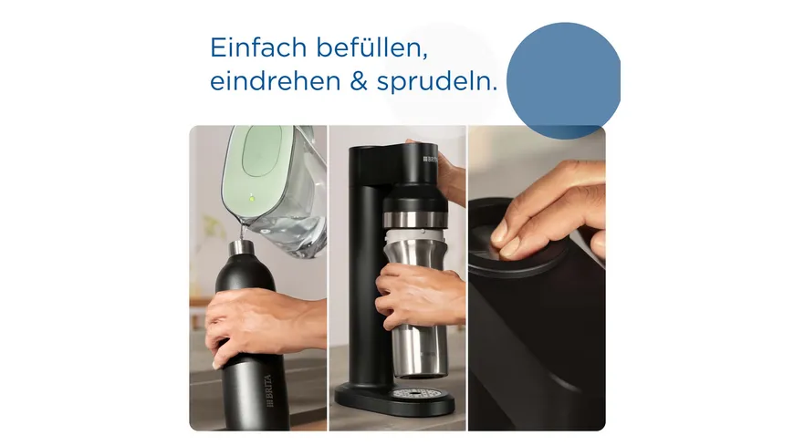 BRITA sodaTRIO Edelstahlflasche klein schwarz 0,6l