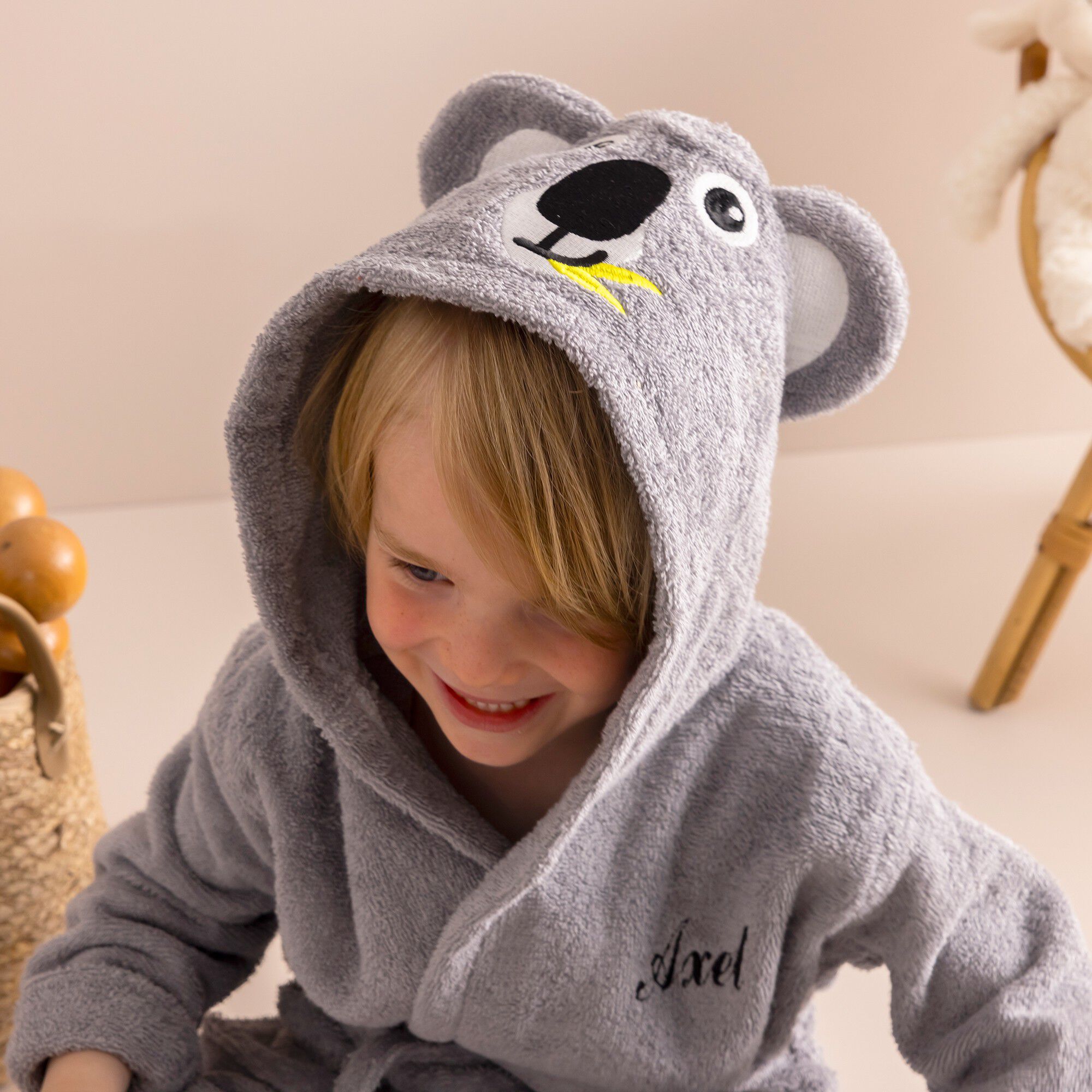 Peignoir de bain enfant personnalisable koala à capuche
