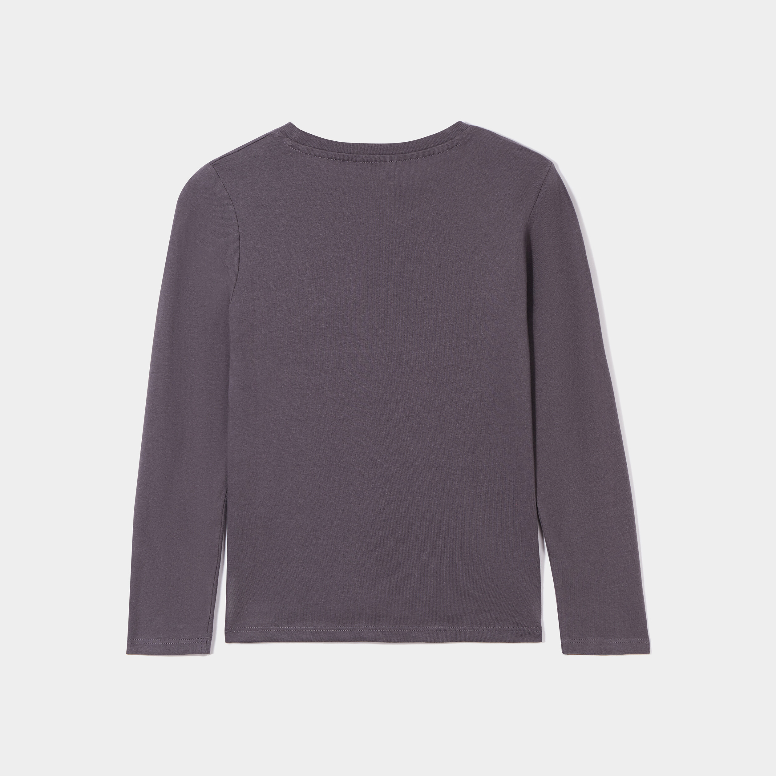 T-shirt col rond manches longues coton gris foncé garçon | La Halle